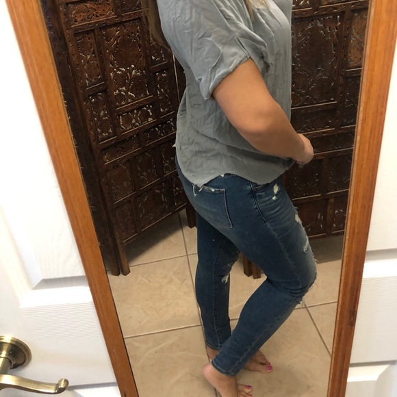 Anthropologie Mauve Silk Gray Tunic Top Medium - Picture 4 of 6